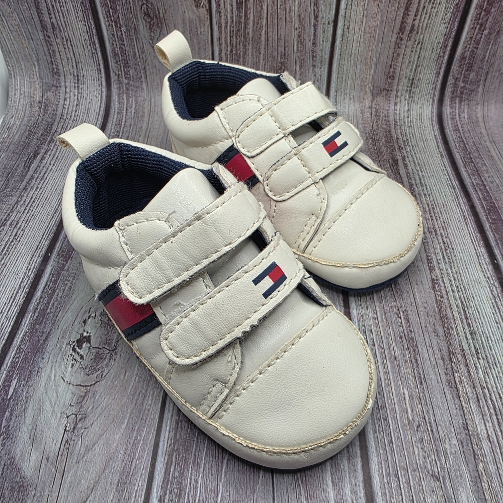 Tommy Hilfiger White Kids Sneakers with Red and Navy Accents